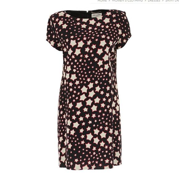 SAINT LAURENT Paris Star Print Crepe Mini Dress - Picture 2 of 4